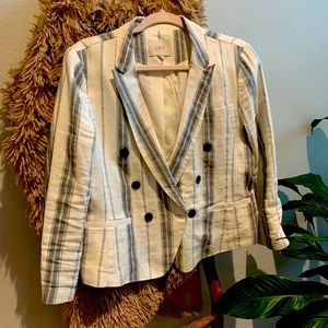 Cropped linen blend blazer from Loft.